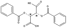 structue of Dibenzoyl-<I>D</I>-tartaric acid, the CAS No. is 17026-42-5
