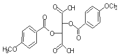 structue of Di-<I>p</I>-anisoyl-<I>L</I>-tartaric acid, the CAS No. is 50583-51-2
